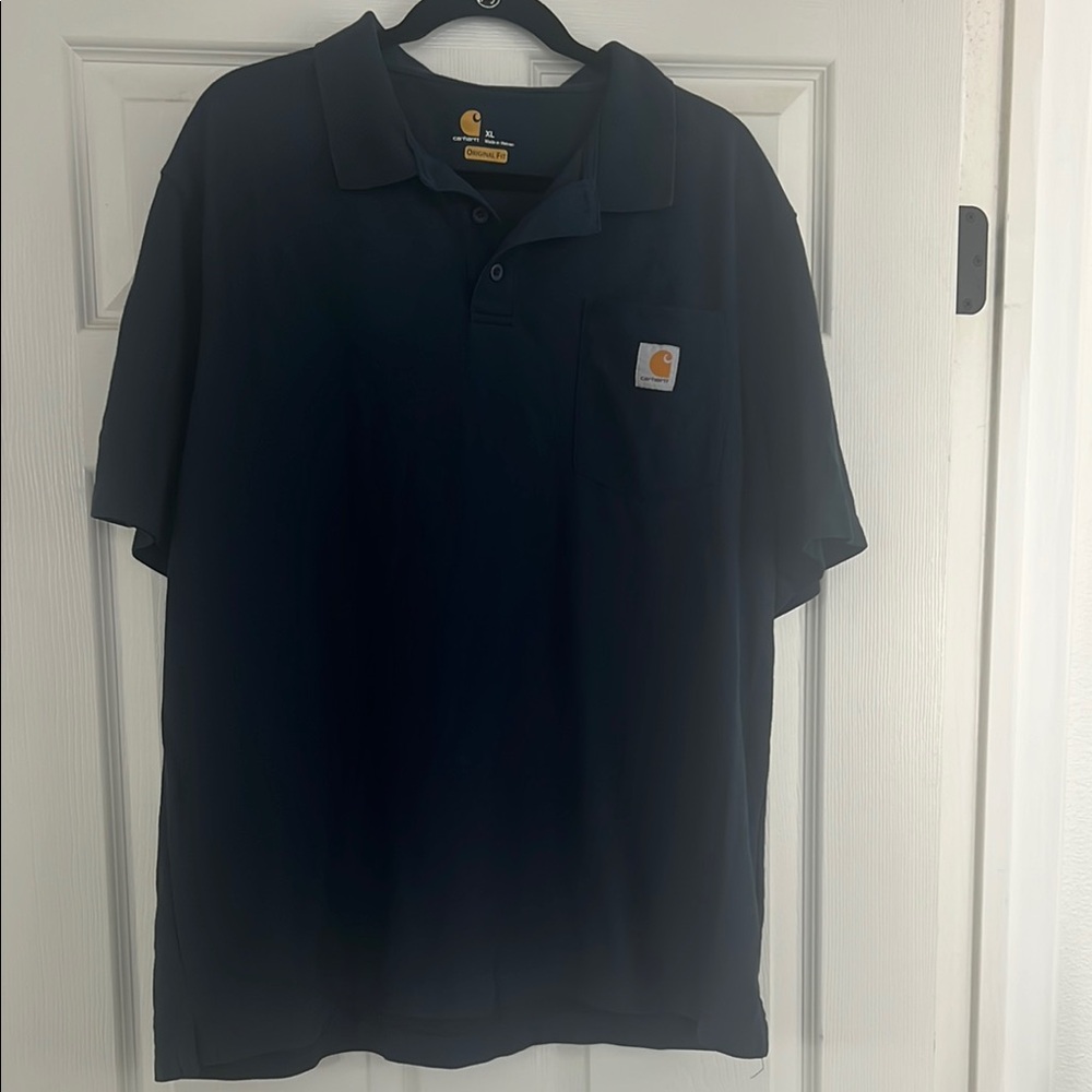 Carhartt Dark Blue Polo with Logo Pocket